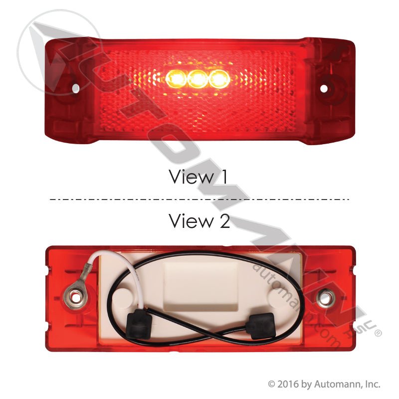 Reflex Marker & Clearance LED Light - 2 x 6 in Red 3-Diode with Pigtail - 2150 M20330R 571.LD21R3 571.LD21R3 - Automann - FLEETPRO PARTS & TIRES