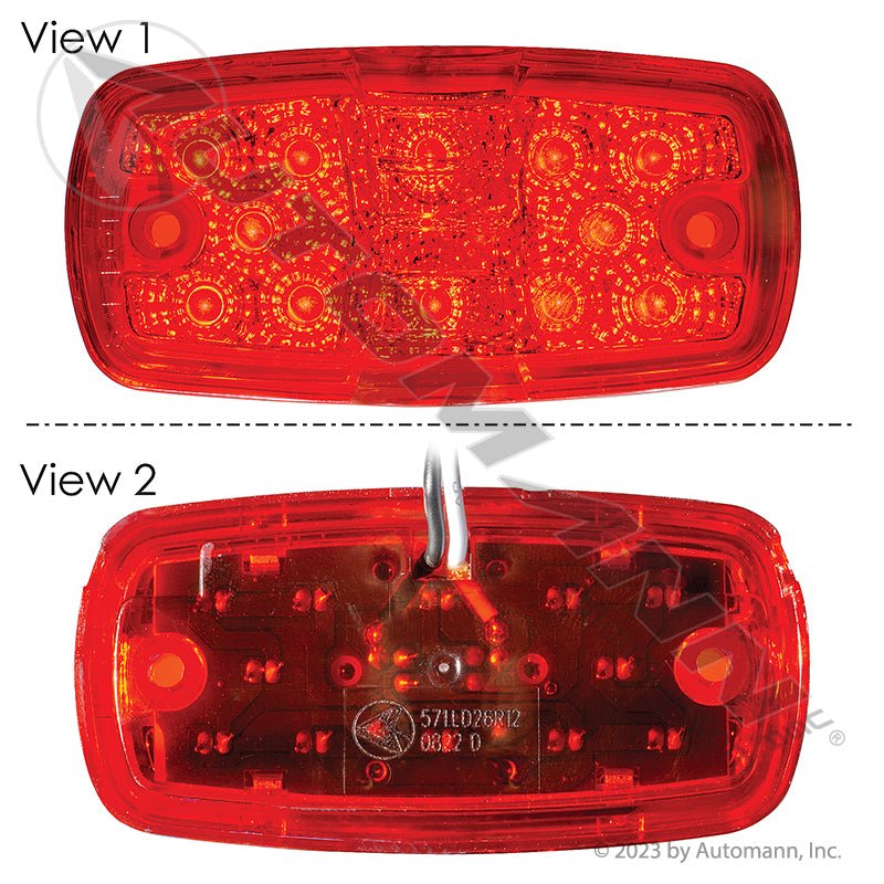 Bullseye Marker & Clearance LED Light - 2 x 4 in Red 12-Diode - Trucklite 2660 Grote G4602 571.LD26R12 571.LD26R12 - Automann - FLEETPRO PARTS & TIRES