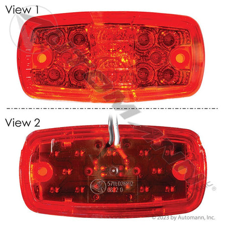 Bullseye Marker & Clearance LED Light - 2 x 4 in Red 12-Diode - Trucklite 2660 Grote G4602 571.LD26R12 571.LD26R12 - Automann - FLEETPRO PARTS & TIRES