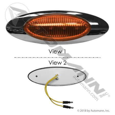 Oval Marker LED Light with Chrome Bezel - 2 x 6.5 in Amber 4-Diode - Grote 45582 45583 571.LD27A4M1 571.LD27A4M1 - Automann - FLEETPRO PARTS & TIRES