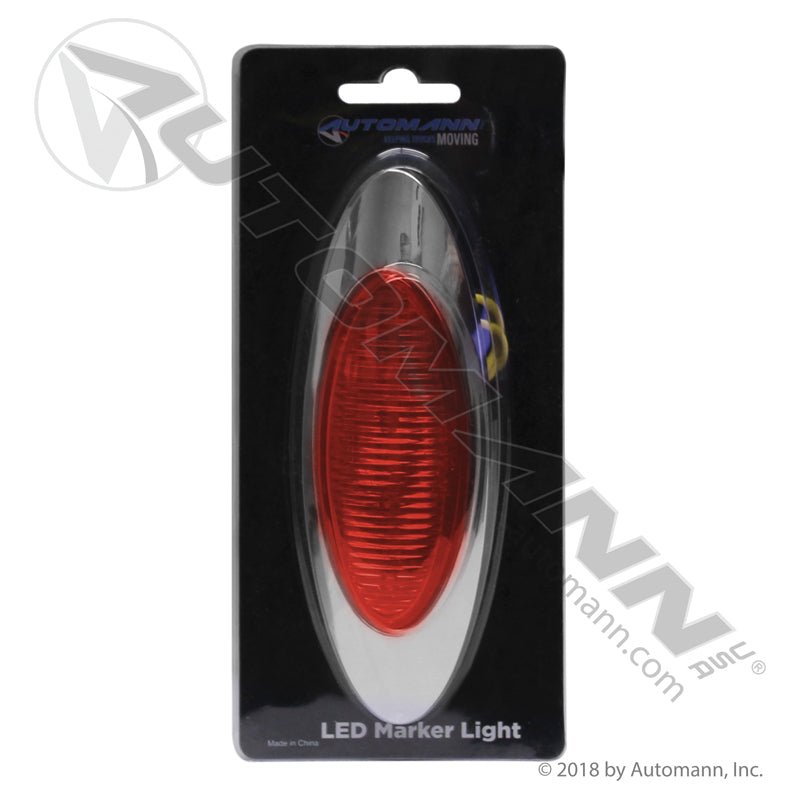Marker LED Light with Chrome Bezel - 2 x 6-1/2 in Red 4-Diode - Grote 45582 Optronics 00212337 571.LD27R4M1 571.LD27R4M1 - Automann - FLEETPRO PARTS & TIRES