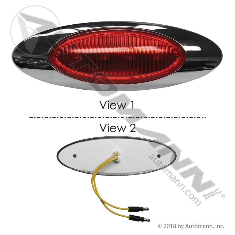 Marker LED Light with Chrome Bezel - 2 x 6-1/2 in Red 4-Diode - Grote 45582 Optronics 00212337 571.LD27R4M1 571.LD27R4M1 - Automann - FLEETPRO PARTS & TIRES