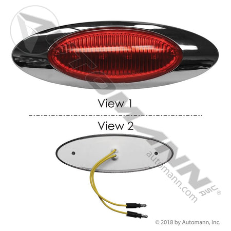 Marker LED Light with Chrome Bezel - 2 x 6-1/2 in Red 4-Diode - Grote 45582 Optronics 00212337 571.LD27R4M1 571.LD27R4M1 - Automann - FLEETPRO PARTS & TIRES
