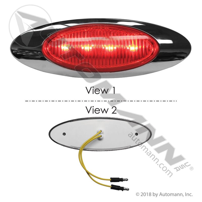 Marker LED Light with Chrome Bezel - 2 x 6-1/2 in Red 4-Diode - Grote 45582 Optronics 00212337 571.LD27R4M1 571.LD27R4M1 - Automann - FLEETPRO PARTS & TIRES