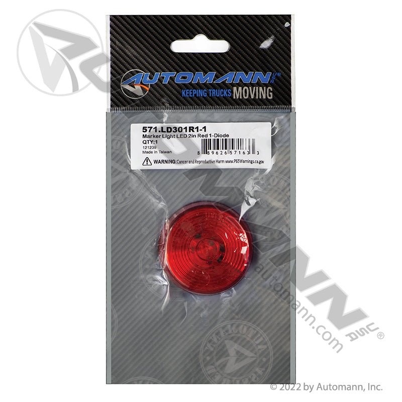 Round Marker & Clearance LED Light - 2 in Red 1-Diode with PL-10 Pigtail - 3058 47112 MCL56RB 571.LD301R1-1 571.LD301R1-1 - Automann - FLEETPRO PARTS & TIRES