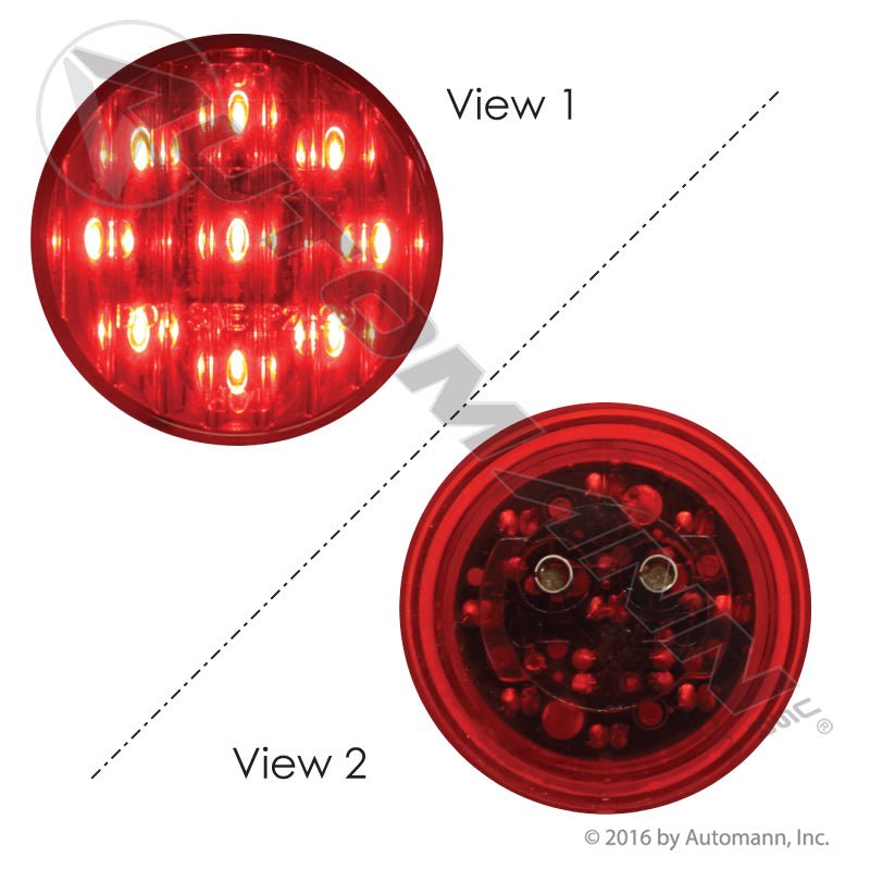 Round Marker & Clearance LED Light - 2 in Red 9-Diode - Trucklite 3050 Grote G3002 571.LD30R9 571.LD30R9 - Automann - FLEETPRO PARTS & TIRES