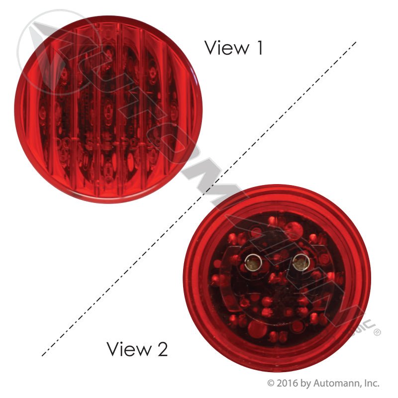 Round Marker & Clearance LED Light - 2 in Red 9-Diode - Trucklite 3050 Grote G3002 571.LD30R9 571.LD30R9 - Automann - FLEETPRO PARTS & TIRES
