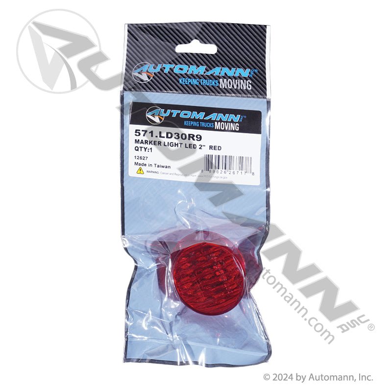 Round Marker & Clearance LED Light - 2 in Red 9-Diode - Trucklite 3050 Grote G3002 571.LD30R9 571.LD30R9 - Automann - FLEETPRO PARTS & TIRES