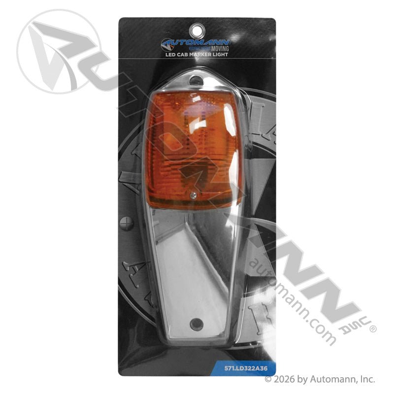 Cab Marker LED Light - Amber 31-Diode Chrome Housing for Peterbilt & Kenworth - 39996 571.LD322A36 571.LD322A36 - Automann - FLEETPRO PARTS & TIRES
