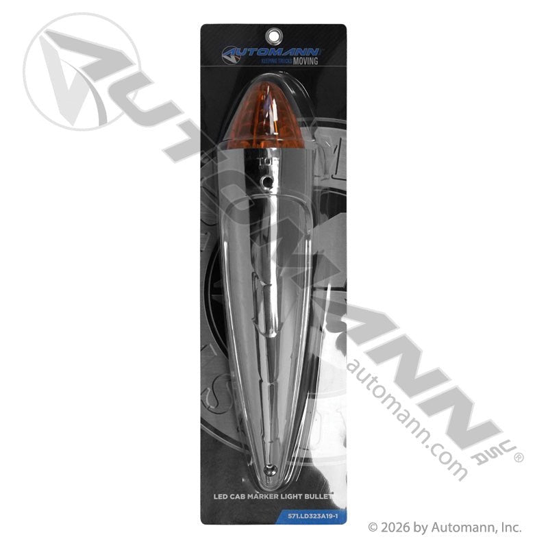 Cab Marker Light LED Amber 19-Diode Chrome - Kenworth/Mack 10.433in C to C - 39823 571.LD323A19-1 571.LD323A19-1 - Automann - FLEETPRO PARTS & TIRES