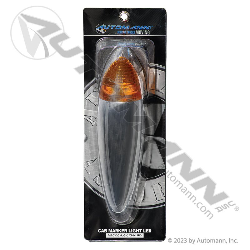 Cab Marker Light LED Amber 8-Diode Bullet 2-1/4in x 10in - 6in C to C Chrome - Trucklite 26361Y4 571.LD328A8 571.LD328A8 - Automann - FLEETPRO PARTS & TIRES