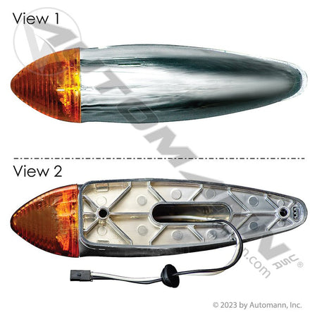 Cab Marker Light LED Amber 8-Diode Bullet 2-1/4in x 10in - 6in C to C Chrome - Trucklite 26361Y4 571.LD328A8 571.LD328A8 - Automann - FLEETPRO PARTS & TIRES