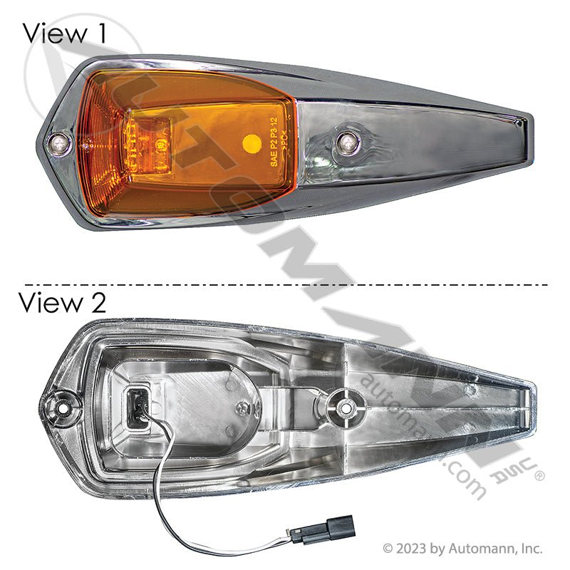 Cab Marker Lamp LED Amber 3-Diode - Kenworth T680/T880 3-3/4in x 10-1/2in - Paccar 5011-001 571.LD329A3 571.LD329A3 - Automann - FLEETPRO PARTS & TIRES