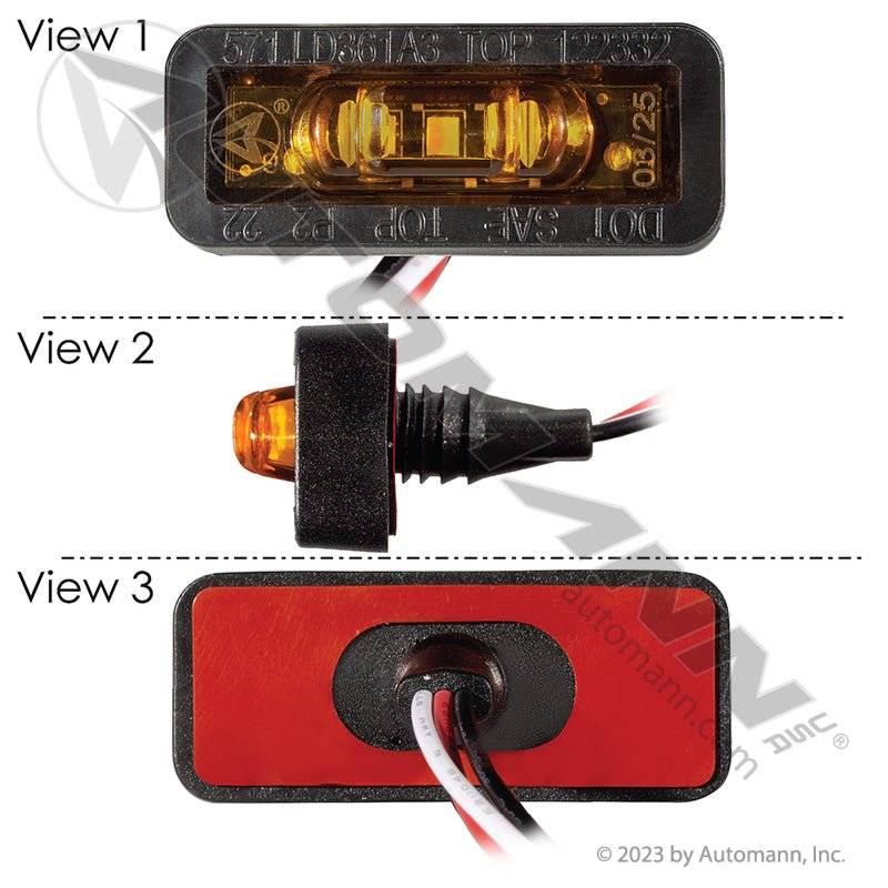 Amber Dual Function Marker Light - 3 - Diode Hardwired - 571.LD361A3 36203Y 571.LD361A3 - Automann - FLEETPRO PARTS & TIRES