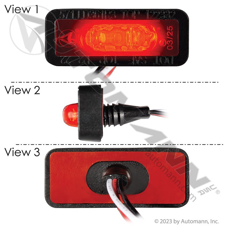 Marker Light LED Dual Function - Red 3 - Diode Adhesive Mount 571.LD361R3 571.LD361R3 - Automann - FLEETPRO PARTS & TIRES