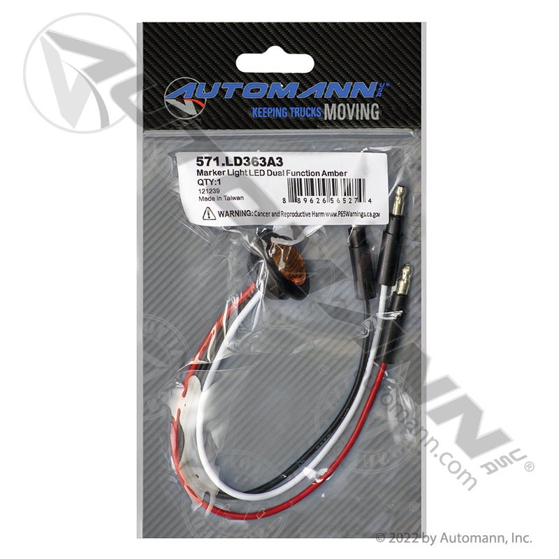 Marker Light LED Dual Function Amber 3/4in Round 3-Wire - Trucklite 36203Y M271ABT3 571.LD363A3 571.LD363A3 - Automann - FLEETPRO PARTS & TIRES