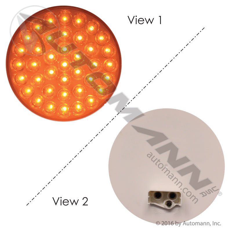 Front Park Turn LED Light - 4 Inch Round Amber PL-3 Grommet Mount - Truck-Lite 4050A Grote G4003 571.LD40A39 571.LD40A39 - Automann - FLEETPRO PARTS & TIRES