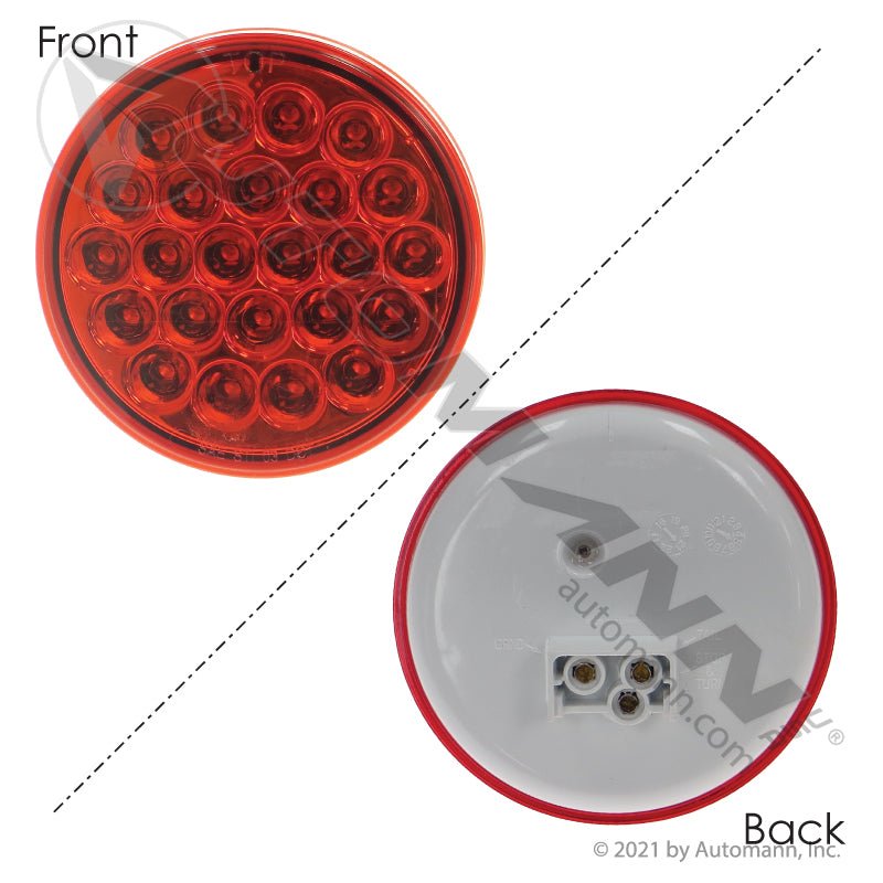 Stop Turn Tail LED Light - 4 Inch Round Red 24-Diode with Reflector - Grand General 78273BP 571.LD40R24 571.LD40R24 - Automann - FLEETPRO PARTS & TIRES
