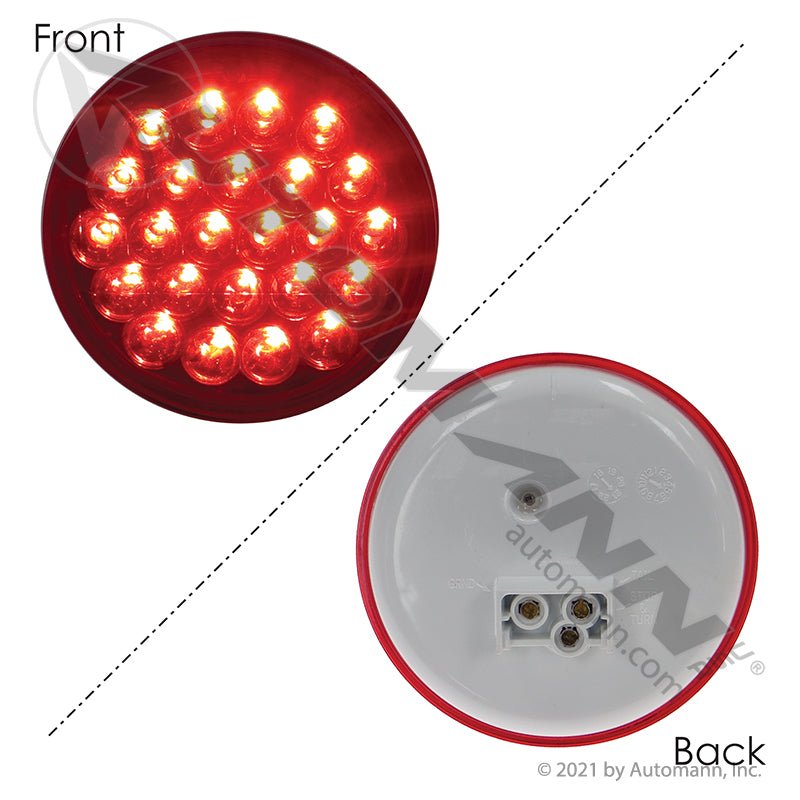 Stop Turn Tail LED Light - 4 Inch Round Red 24-Diode with Reflector - Grand General 78273BP 571.LD40R24 571.LD40R24 - Automann - FLEETPRO PARTS & TIRES