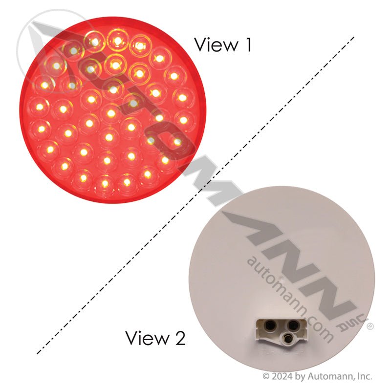 4 Inch Round LED Tail Light – 39 - Diode Red – Replaces Truck - lite 4050 571.LD40R39 - Automann - FLEETPRO PARTS & TIRES