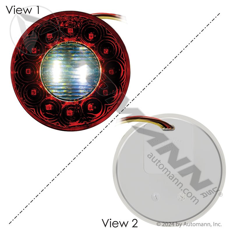 Stop Turn Tail & Back-Up LED Light - 4 Inch Red/White 14-Diode 55162 571.LD40RW14 571.LD40RW14 - Automann - FLEETPRO PARTS & TIRES