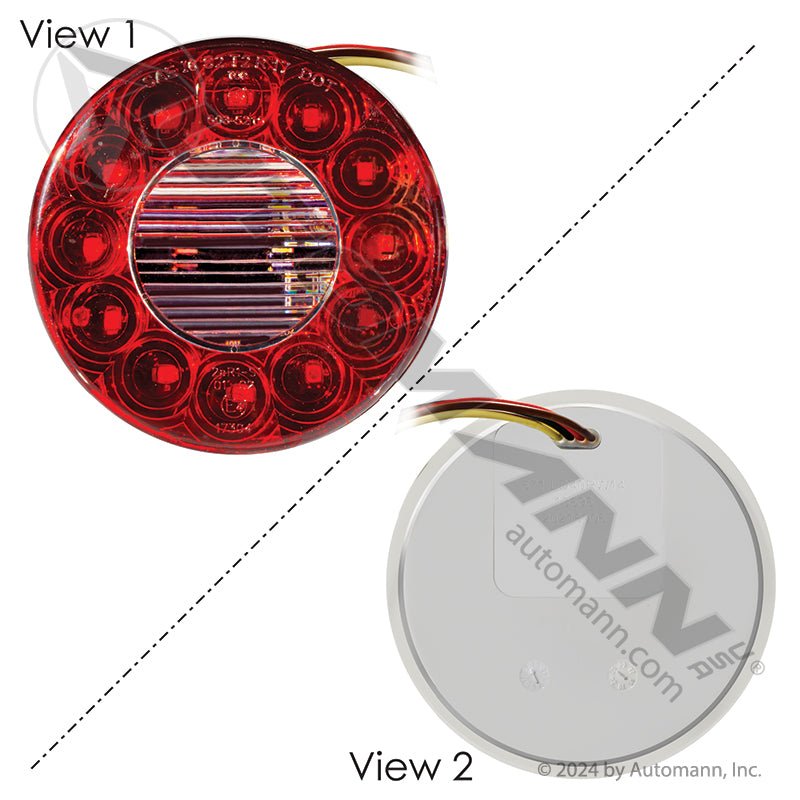 Stop Turn Tail & Back-Up LED Light - 4 Inch Red/White 14-Diode 55162 571.LD40RW14 571.LD40RW14 - Automann - FLEETPRO PARTS & TIRES