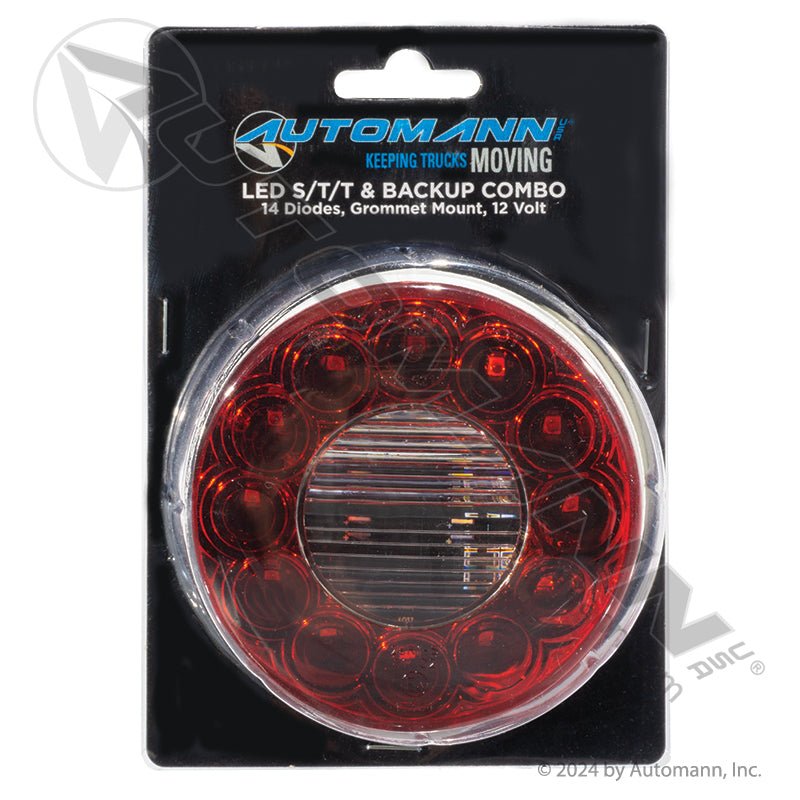 Stop Turn Tail & Back-Up LED Light - 4 Inch Red/White 14-Diode 55162 571.LD40RW14 571.LD40RW14 - Automann - FLEETPRO PARTS & TIRES