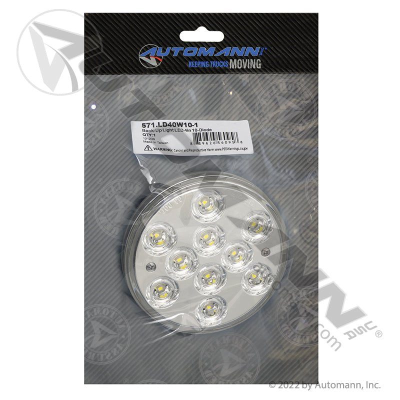 Back-Up LED Light - 4 Inch Round Clear 10-Diode with Reflector - Buyers Products 5624350 571.LD40W10-1 571.LD40W10-1 - Automann - FLEETPRO PARTS & TIRES