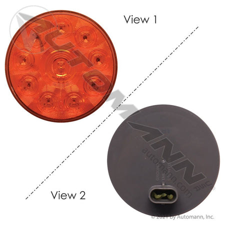 Front Park Turn LED Light - 4 Inch Round Amber Fit 'N Forget - Trucklite 44203Y 571.LD44A10 571.LD44A10 - Automann - FLEETPRO PARTS & TIRES