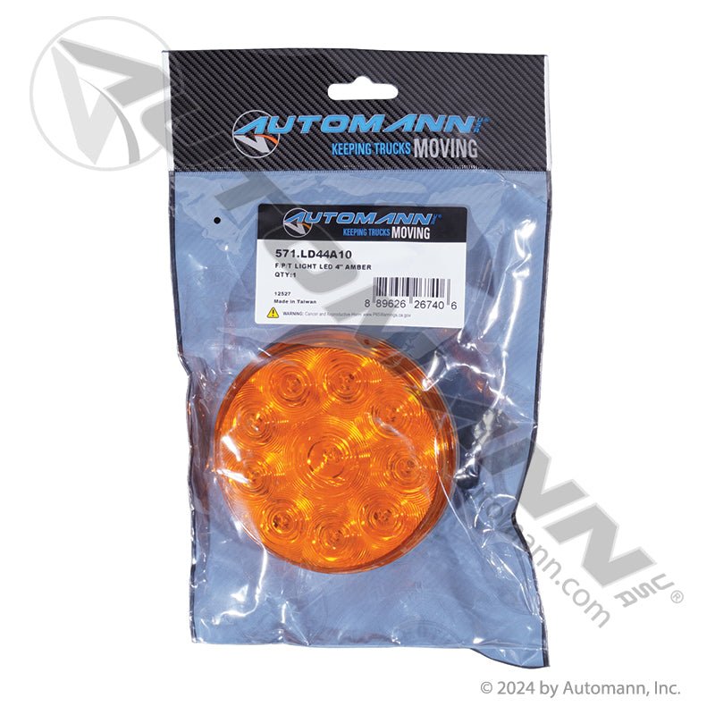 Front Park Turn LED Light - 4 Inch Round Amber Fit 'N Forget - Trucklite 44203Y 571.LD44A10 571.LD44A10 - Automann - FLEETPRO PARTS & TIRES
