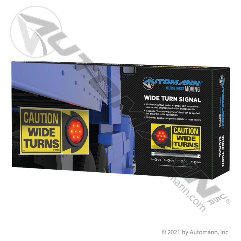Wide Turn Signal LED Light with Caution Wide Turn Sign - 4 Inch Amber 7-Diode - Peterson 818WTA 571.LD46A7WT 571.LD46A7WT - Automann - FLEETPRO PARTS & TIRES