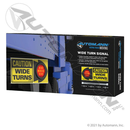 Wide Turn Signal LED Light with Caution Wide Turn Sign - 4 Inch Amber 7-Diode - Peterson 818WTA 571.LD46A7WT 571.LD46A7WT - Automann - FLEETPRO PARTS & TIRES