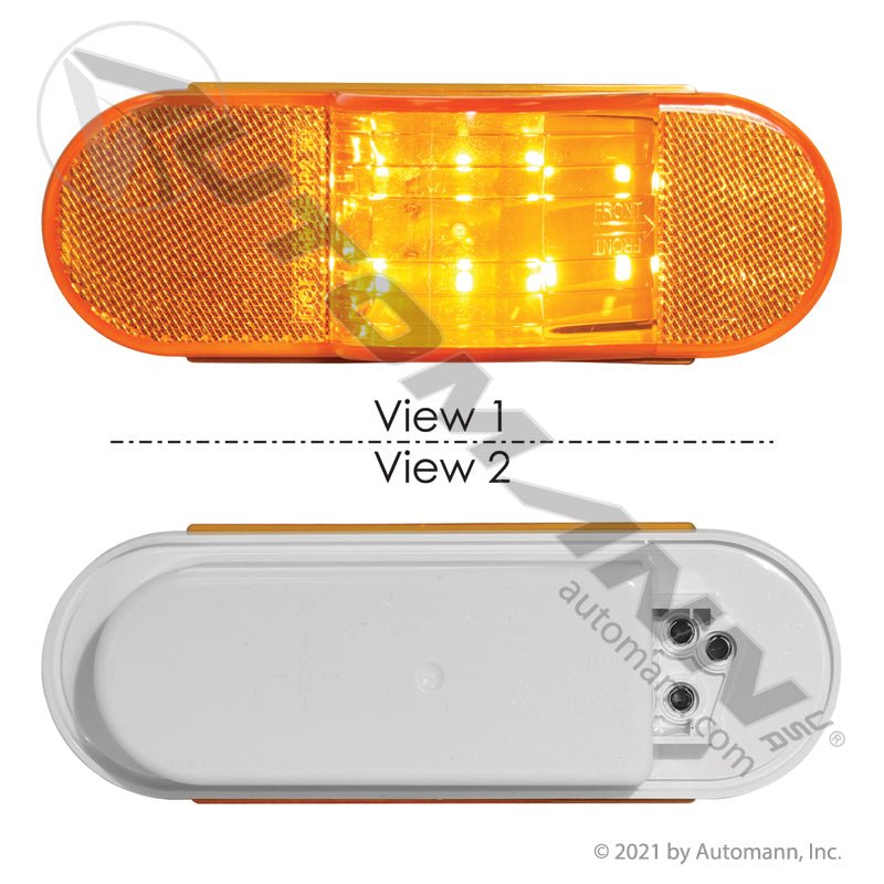 Midship Turn Signal LED Light - 6 Inch Oval Amber 8-Diode - STL75AB 351A 571.LD601A8 571.LD601A8 - Automann - FLEETPRO PARTS & TIRES