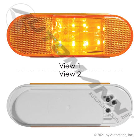 Midship Turn Signal LED Light - 6 Inch Oval Amber 8-Diode - STL75AB 351A 571.LD601A8 571.LD601A8 - Automann - FLEETPRO PARTS & TIRES