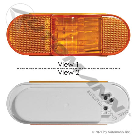 Midship Turn Signal LED Light - 6 Inch Oval Amber 8-Diode - STL75AB 351A 571.LD601A8 571.LD601A8 - Automann - FLEETPRO PARTS & TIRES