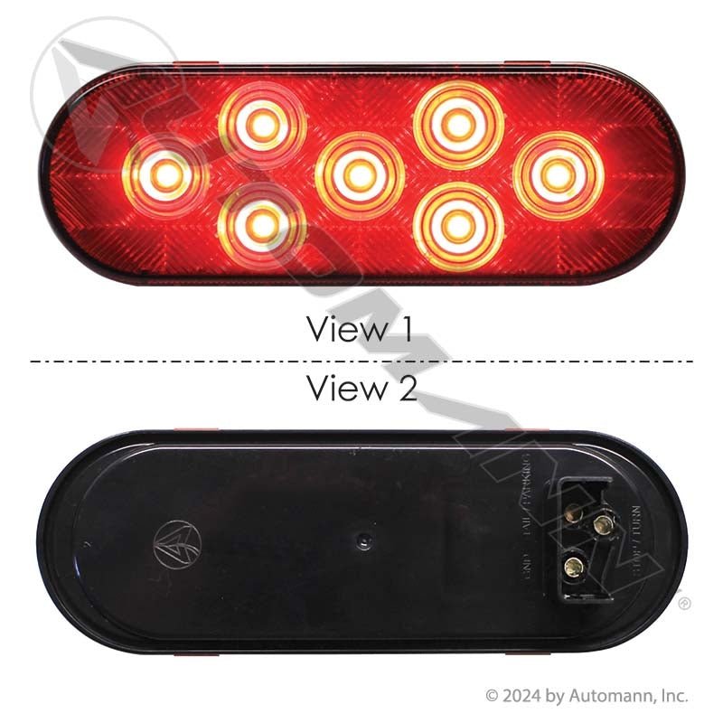Stop Turn Tail LED Light - 6 Inch Oval Red 7-Diode - Maxxima M63346R STL12RB 571.LD60R7 571.LD60R7 - Automann - FLEETPRO PARTS & TIRES