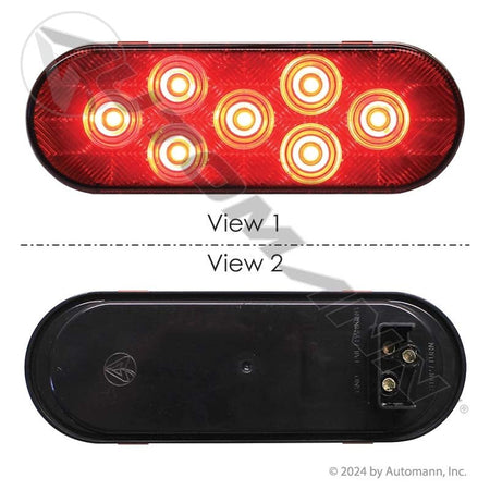 Stop Turn Tail LED Light - 6 Inch Oval Red 7-Diode - Maxxima M63346R STL12RB 571.LD60R7 571.LD60R7 - Automann - FLEETPRO PARTS & TIRES