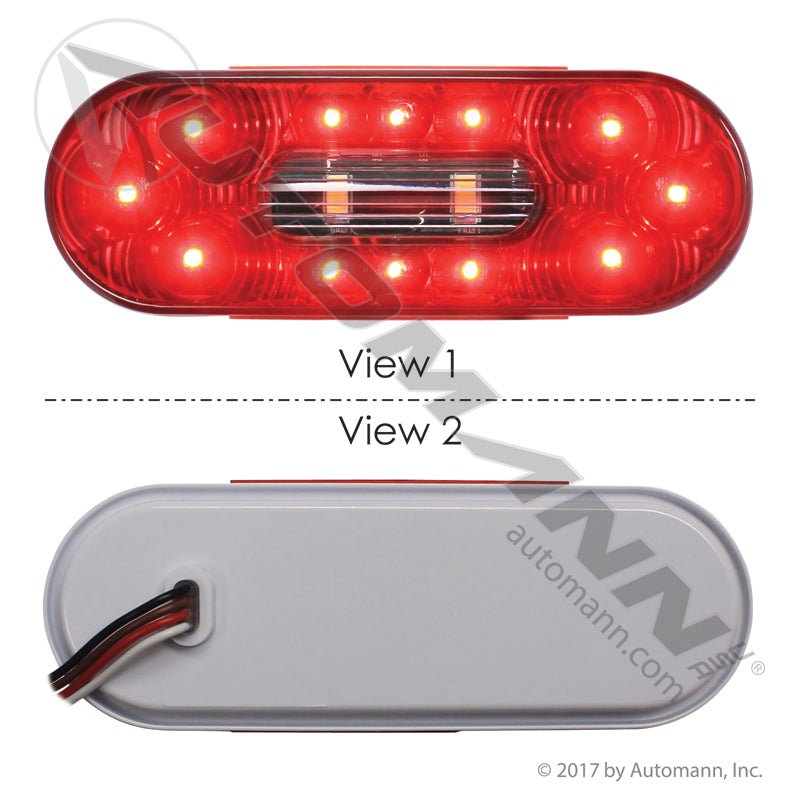 Stop Turn Tail & Back-Up LED Light - 6 Inch Oval Red/White 14-Diode - Grote 54682 571.LD60RW14 571.LD60RW14 - Automann - FLEETPRO PARTS & TIRES