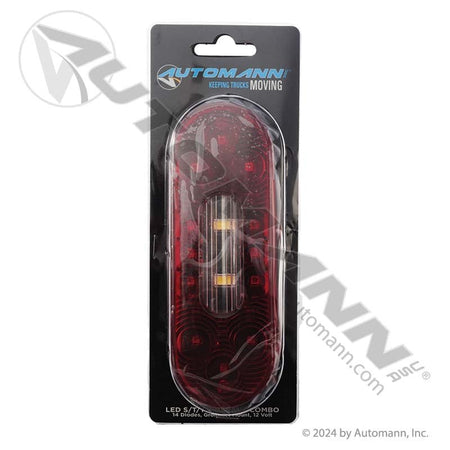 Stop Turn Tail & Back-Up LED Light - 6 Inch Oval Red/White 14-Diode - Grote 54682 571.LD60RW14 571.LD60RW14 - Automann - FLEETPRO PARTS & TIRES