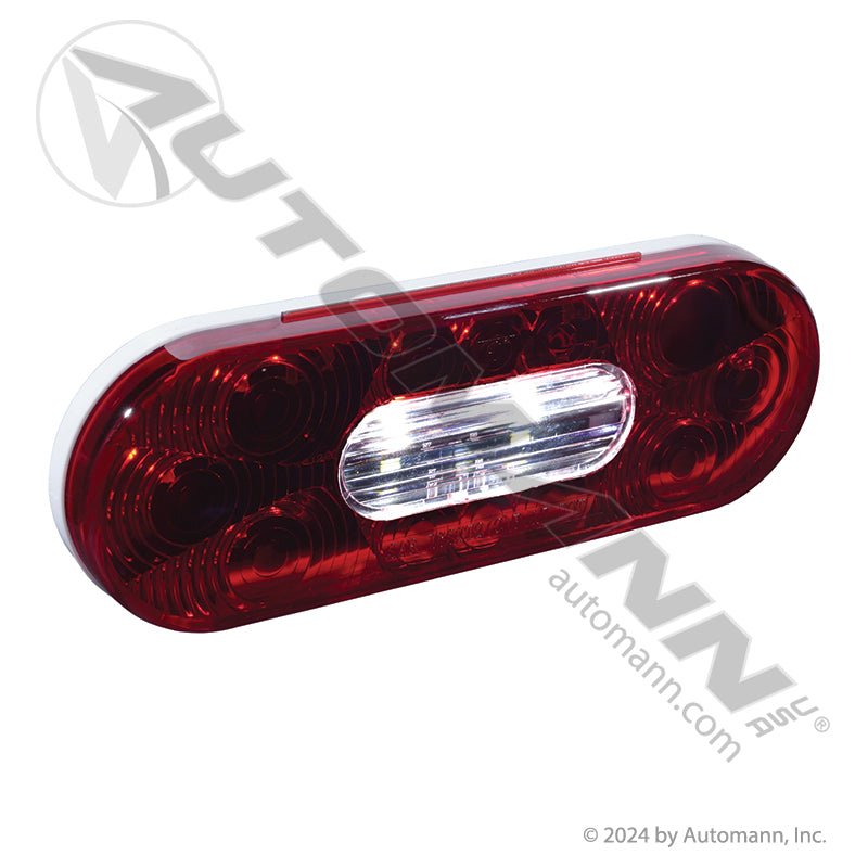 Stop Turn Tail & Back-Up LED Light - 6 Inch Oval Red/White 14-Diode - Grote 54682 571.LD60RW14 571.LD60RW14 - Automann - FLEETPRO PARTS & TIRES