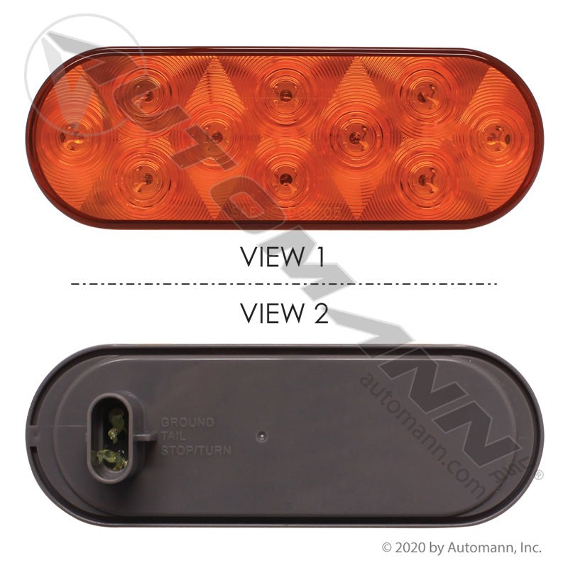 Front Park Turn LED Light - 6 Inch Oval Amber 10-Diode Weathertight - STL72AMB 571.LD66A10 571.LD66A10 - Automann - FLEETPRO PARTS & TIRES