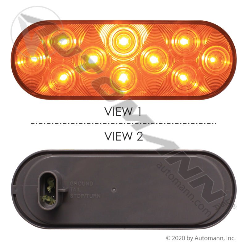 Front Park Turn LED Light - 6 Inch Oval Amber 10-Diode Weathertight - STL72AMB 571.LD66A10 571.LD66A10 - Automann - FLEETPRO PARTS & TIRES