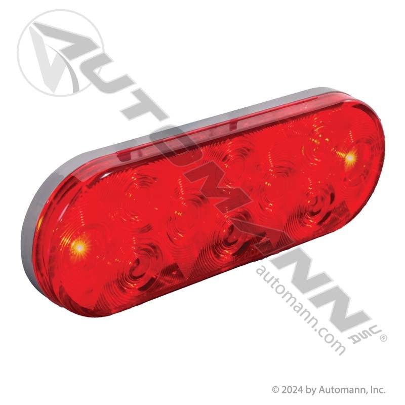 6 Inch Oval LED Tail Light – 10 - Diode Red – Replaces Truck - lite 60250R 571.LD66R10 - Automann - FLEETPRO PARTS & TIRES