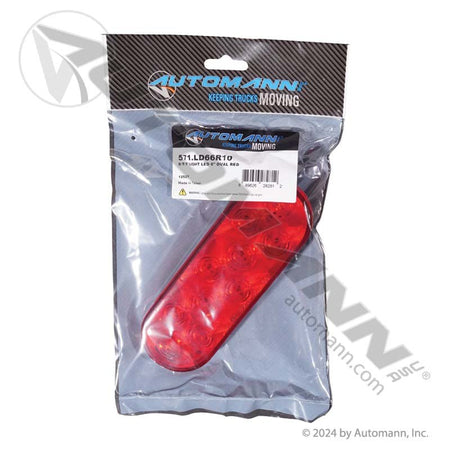 6 Inch Oval LED Tail Light – 10 - Diode Red – Replaces Truck - lite 60250R 571.LD66R10 - Automann - FLEETPRO PARTS & TIRES