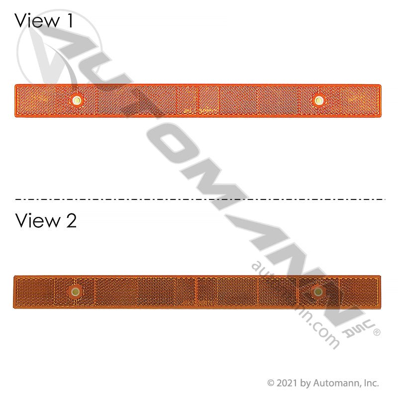 Amber DOT Reflex Reflector - 1-3/32in x 12in Rectangular Quick-Mount - 571.RF2X12QMA 571.RF2X12QMA - Automann - FLEETPRO PARTS & TIRES