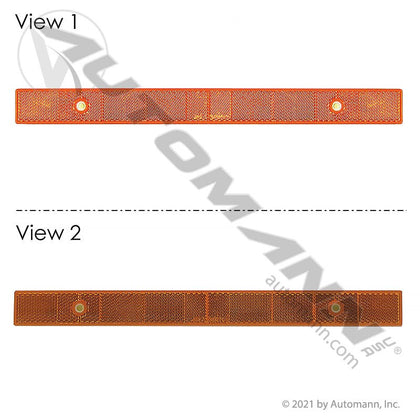 Amber DOT Reflex Reflector - 1-3/32in x 12in Rectangular Quick-Mount - 571.RF2X12QMA 571.RF2X12QMA - Automann - FLEETPRO PARTS & TIRES