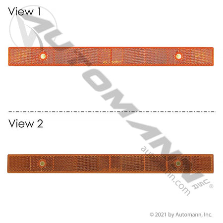 Amber DOT Reflex Reflector - 1-3/32in x 12in Rectangular Quick-Mount - 571.RF2X12QMA 571.RF2X12QMA - Automann - FLEETPRO PARTS & TIRES