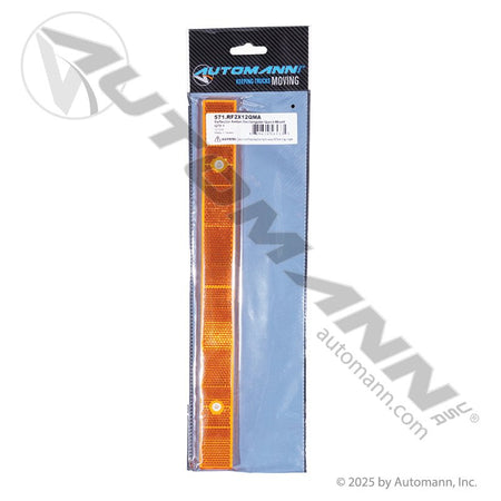 Amber DOT Reflex Reflector - 1-3/32in x 12in Rectangular Quick-Mount - 571.RF2X12QMA 571.RF2X12QMA - Automann - FLEETPRO PARTS & TIRES