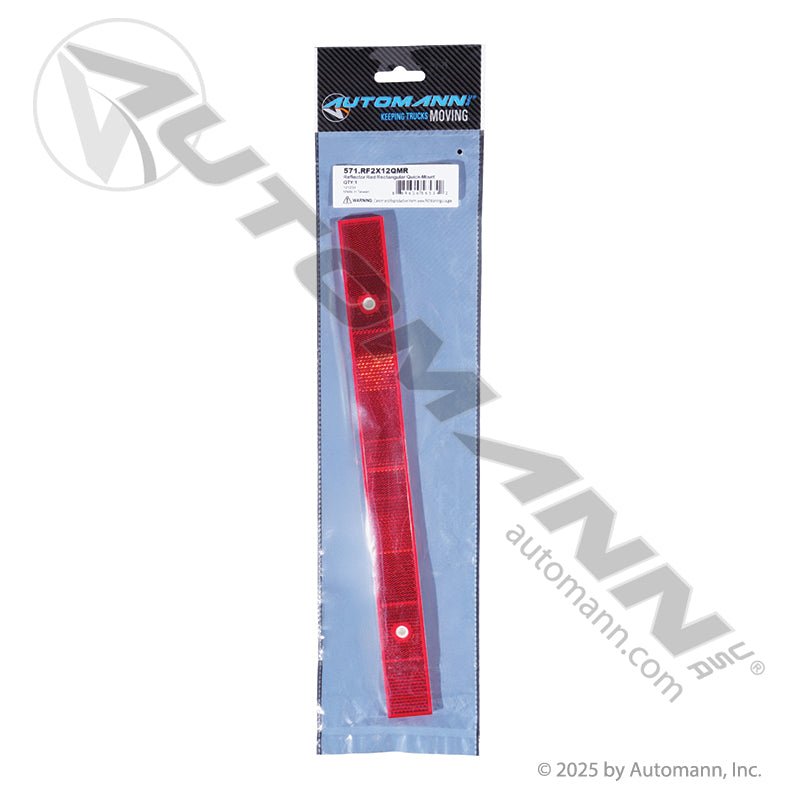 Reflex Reflector Strip - Red 1-3/32 in x 12 in Quick-Mount - Grote 41122 Trucklite 98154R 571.RF2X12QMR 571.RF2X12QMR - Automann - FLEETPRO PARTS & TIRES