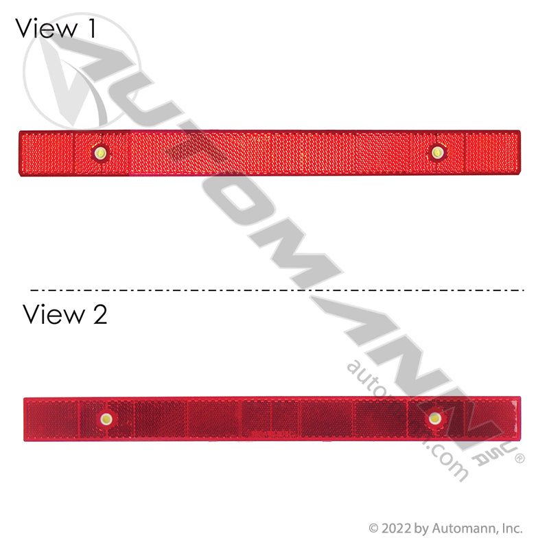 Reflex Reflector Strip - Red 1-3/32 in x 12 in Quick-Mount - Grote 41122 Trucklite 98154R 571.RF2X12QMR 571.RF2X12QMR - Automann - FLEETPRO PARTS & TIRES